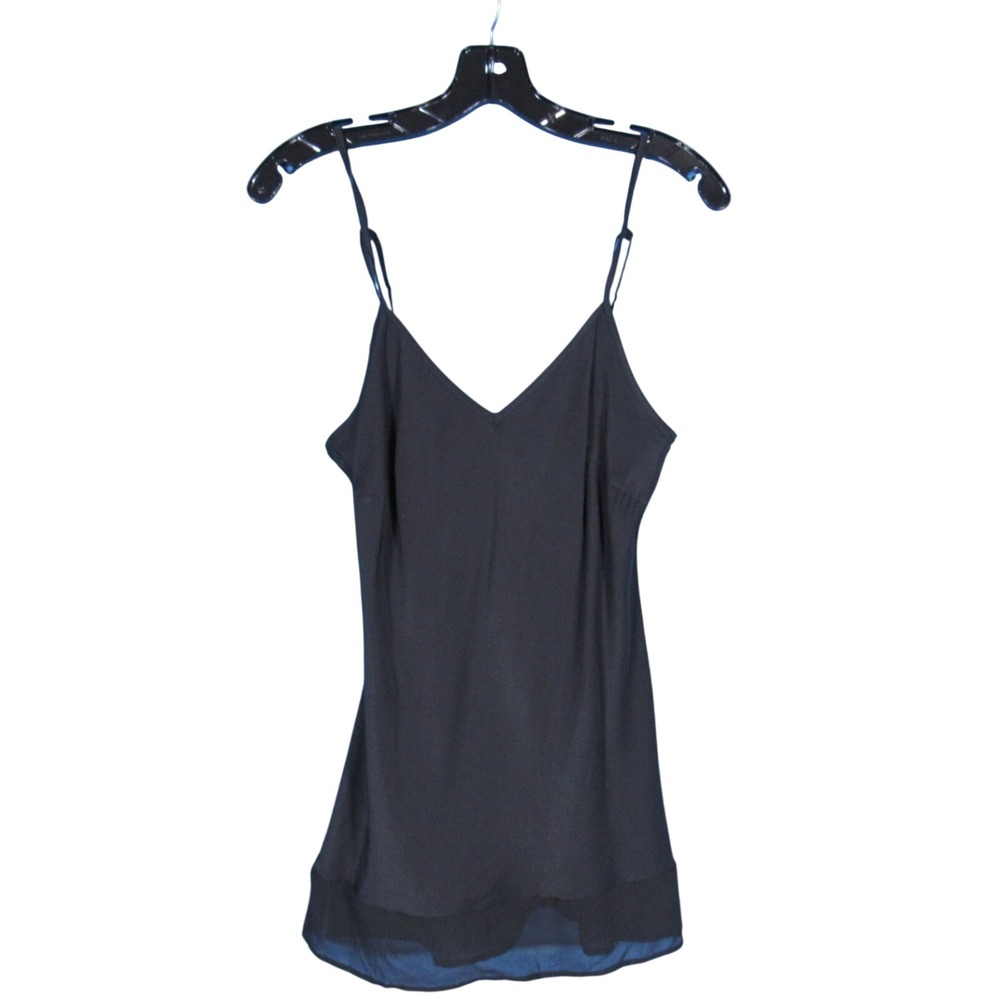 NWT GOLD HAWK Black SILK Sleeveless ADJUSTABLE STRAPS Sheer Edge CAMI/TANK TOP S